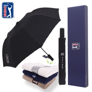 PGA 2단 엠보선염+130g 면사타올 우산선물세트