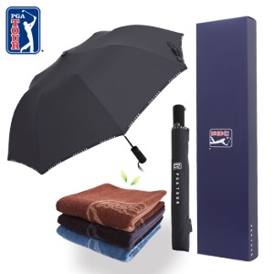 PGA 2단자동 로고바이어스+죽사 타올 우산선물세트
